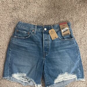 Levi's 501 Women's mid length Blue Denim Shorts